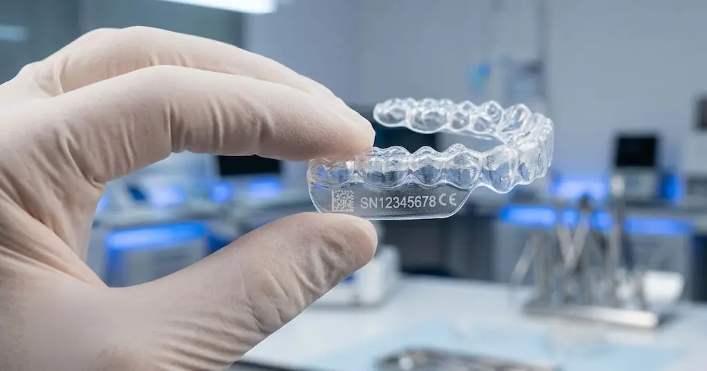 allineatori-dentali-trasparenti-datamatrix UV Laser Marking of Transparent Dental Aligners: from Traceability to Industrial Production